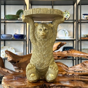 Side table / table golden bear / figure statue / animal bear gold / decoration / sculpture / home decor / interior / gift idea