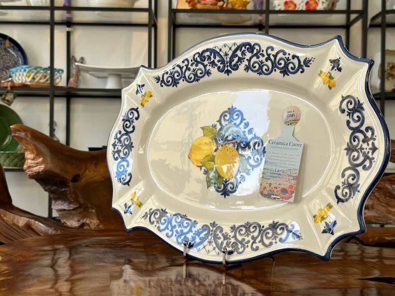 Schale / Schüssel / Italienisches Keramikgeschirr / Salatschüssel / Platte mit Zitronenmuster / Handarbeit aus Italia / Dekor / Geschenk Bild 7