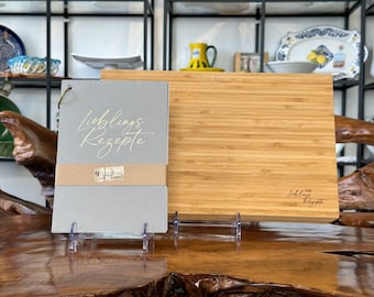 Tagliere / Taglieri in legno con quaderno / Tagliere / Tagliere in legno / Decorazioni per la cucina / Decorazioni per la casa / Cucina / Idee regalo per la mamma / Set regalo