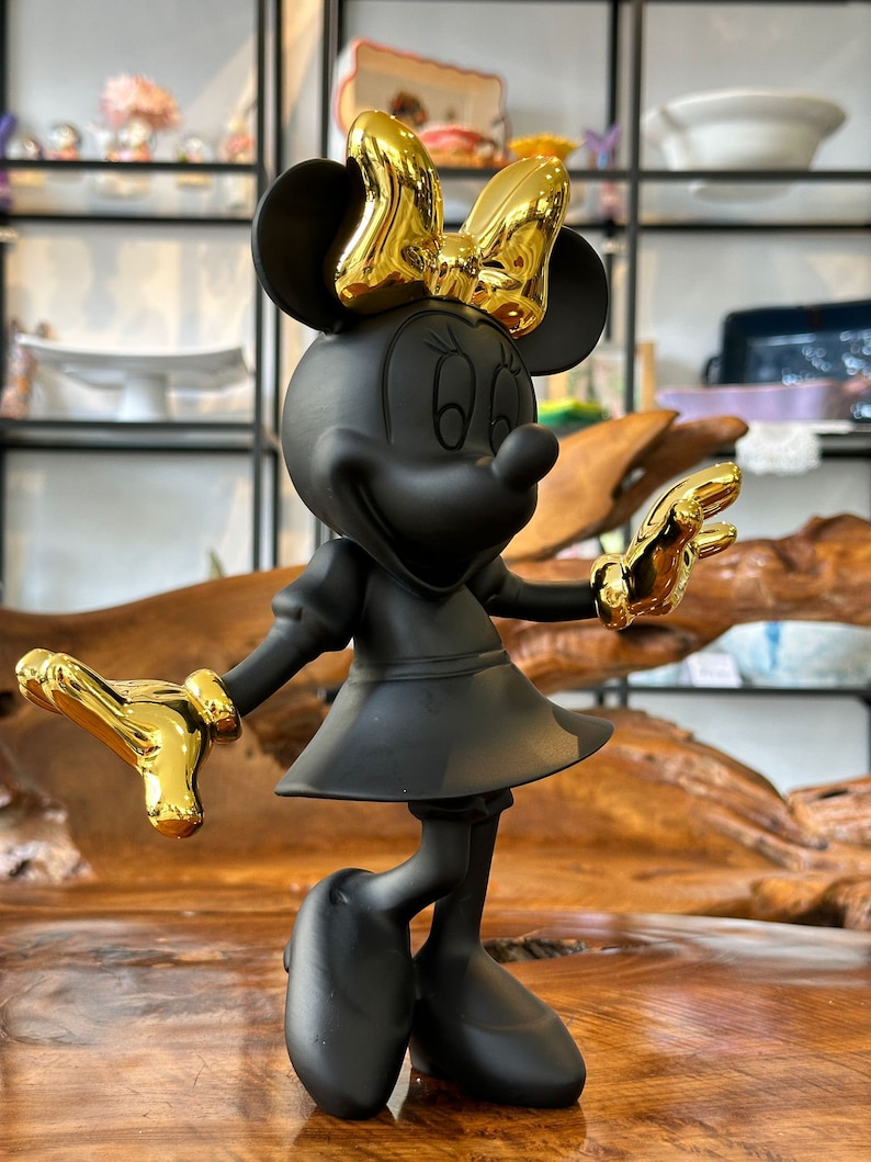 Minnie Mouse-staty / Musfigur i vitt / Walt Disney-dekoration / Svart mus / Borddekoration / Presentidé / Design / Dekoration Svart