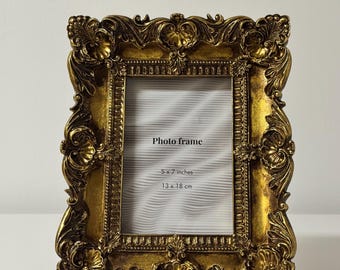 Gold Baroque Photo Frame – Ornate Vintage Picture Frame for Tabletop Display, Decorative Home Decor Accent