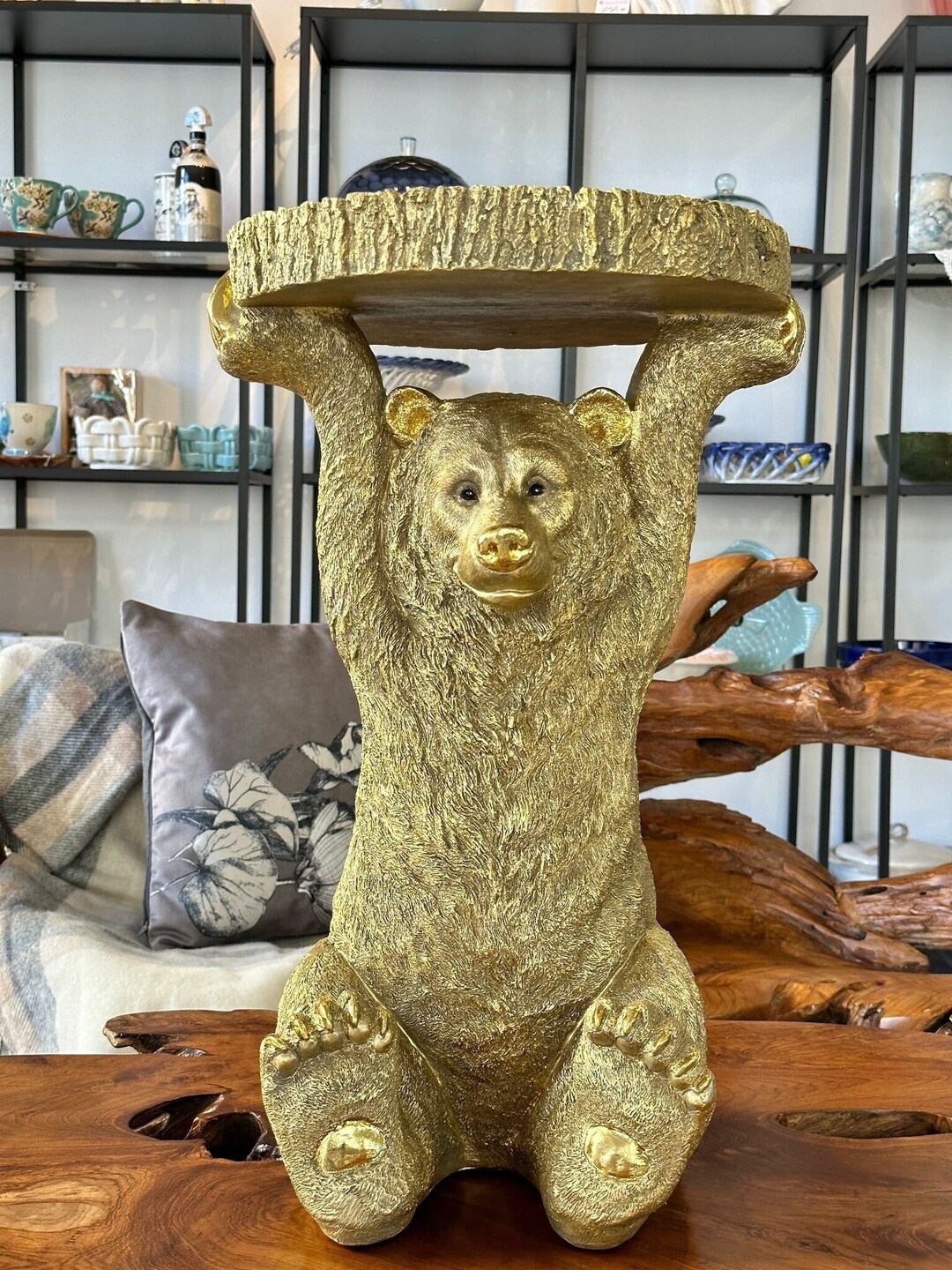 Side Table / Animal Bear Gold / Table / Decoration / Sculpture / Homedecor / Gift Idea Etsy
