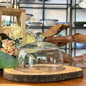 Cheese Plate with Dome / Wooden Cheese Plate / Glass Dome with Wooden Board / Serving Platter / Table Centerpiece / Kitchen Decor / Gift