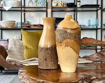 Vase / Vase à fleurs en bois / Décoration / Fait main de Thaïlande / Décoration de table / Décoration intérieure / Cadeau / Fleurs séchées