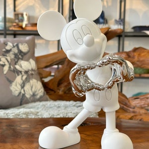 Musse Pigg-staty / Figur i svartvitt / Walt Disney-dekoration / Svart mus / Borddekoration / Presentidé / Design Vit