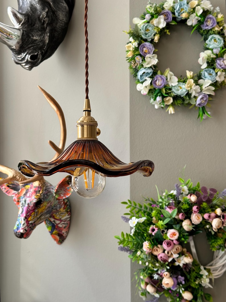 Blomformad taklampa / Blomformad pendellampa / Lampa / Taklampa i modern stil / Pendellampa / Belysning / Dekoration / Heminredning bild 3
