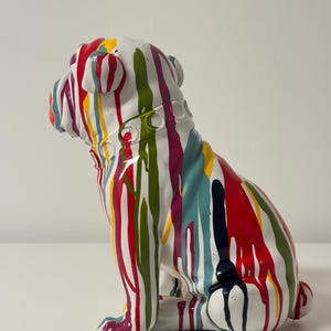 Bulldog Skulptur bunt aus Resin, Pop Art Hund Figur, Graffiti Bulldogge, moderne Wohn Deko, Statement Tierfigur, Design Wohnaccessoire Bild 6