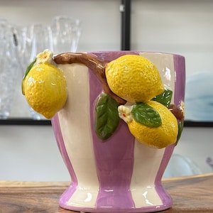 Flowerpot / Planter with Lemons / Handmade Ceramic / Decor purple / Home Decor / Decoration / Table Decoration / Gift / Plant