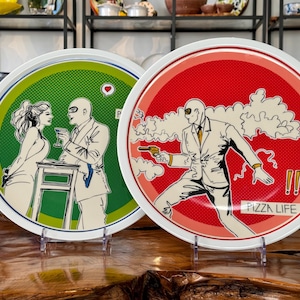 Pizza plate / pizza plate made of porcelain / plate for pizza / handmade from Italia / serving plate / tableware / table decoration / gift