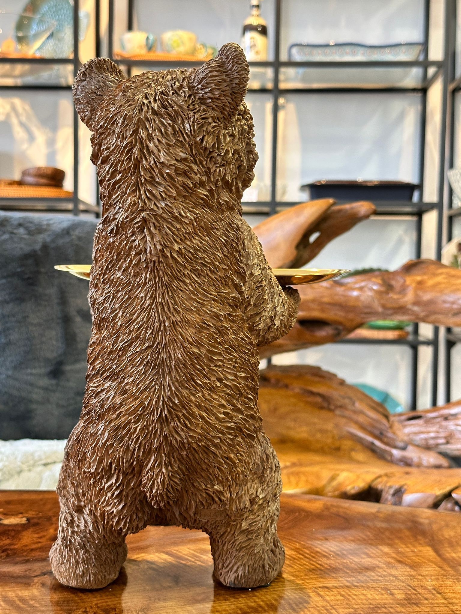 Statue Bear / Figure Bear With Tray / Animal Figure / Table
