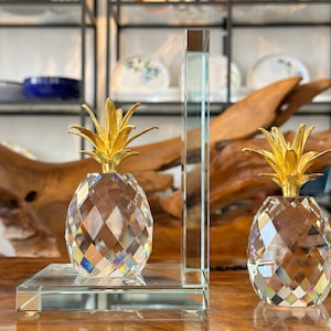 Pineapple figurine / set of 2 / crystal pineapple / crystal figurine / glass fruit sculpture / home decor / table decoration / gift