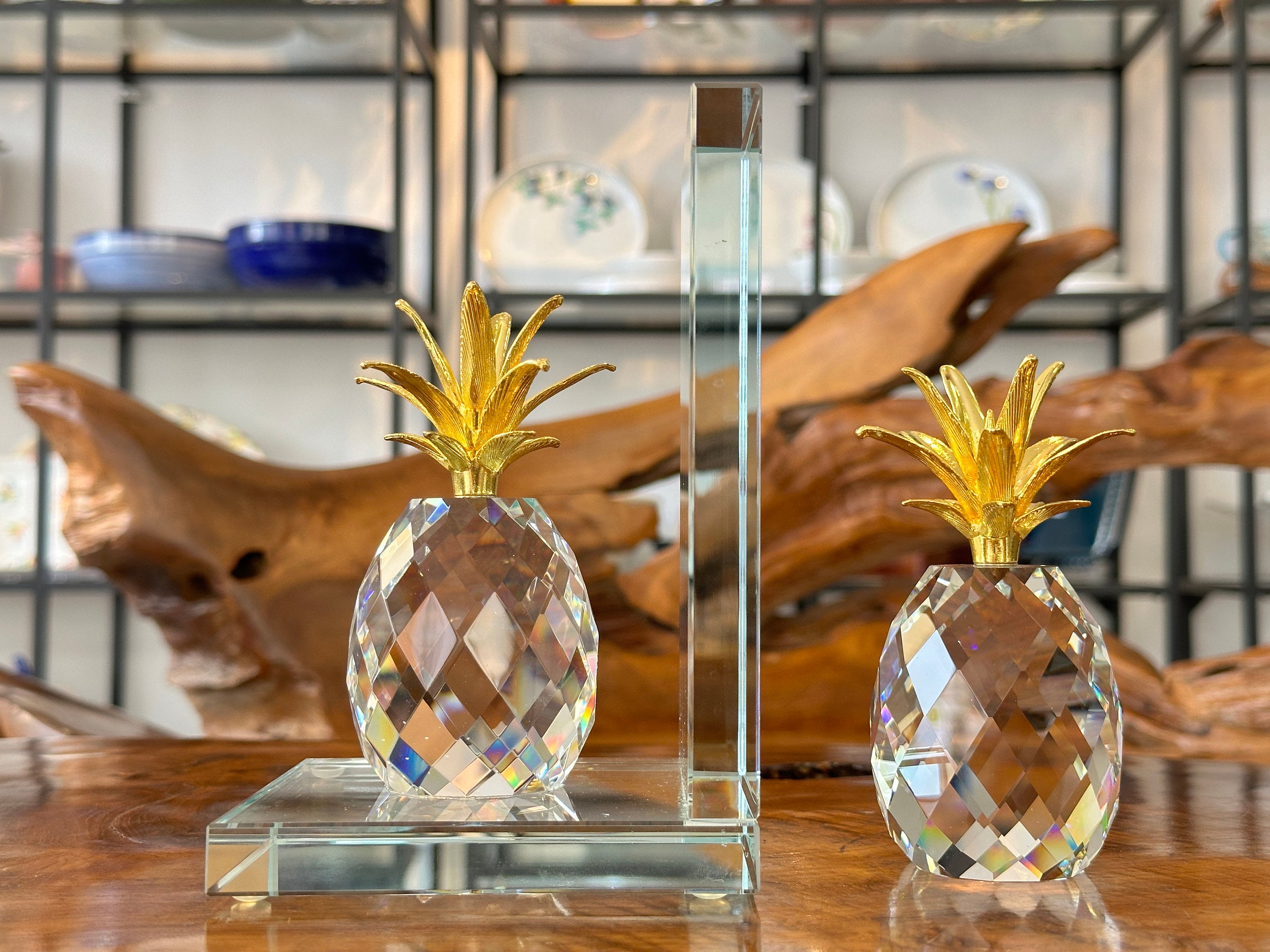 Pineapple Figurine / Set of 2 / Crystal Pineapple / Crystal