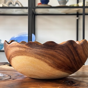 Wooden bowl / salad bowl made of acacia wood / bowl / handmade in Thailand / decoration / table decoration / kitchen decoration / gift idea