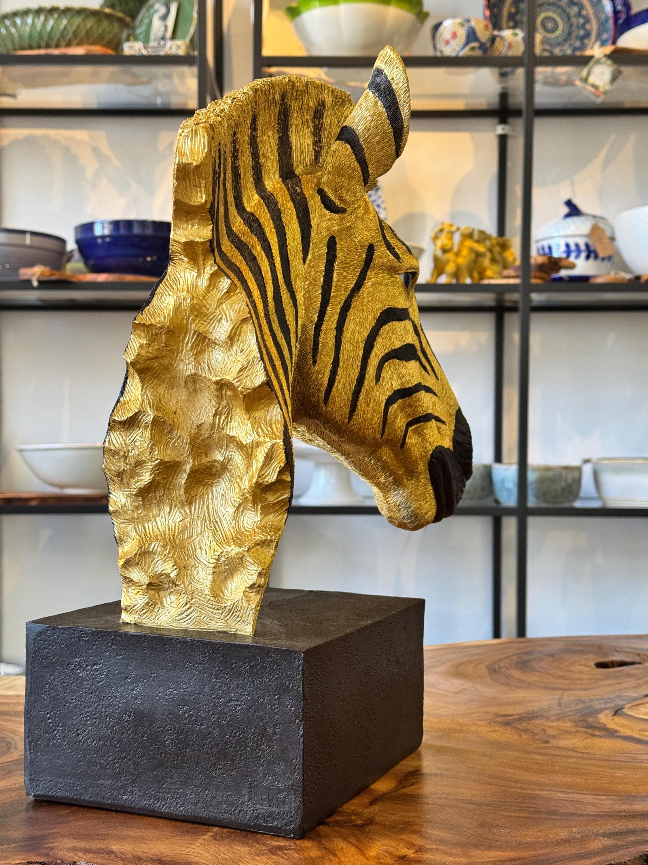 Zebra Statue / Zebra Head Gold / Animal Decoration / Animal Figure