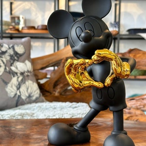 Musse Pigg-staty / Figur i svartvitt / Walt Disney-dekoration / Svart mus / Borddekoration / Presentidé / Design Svart