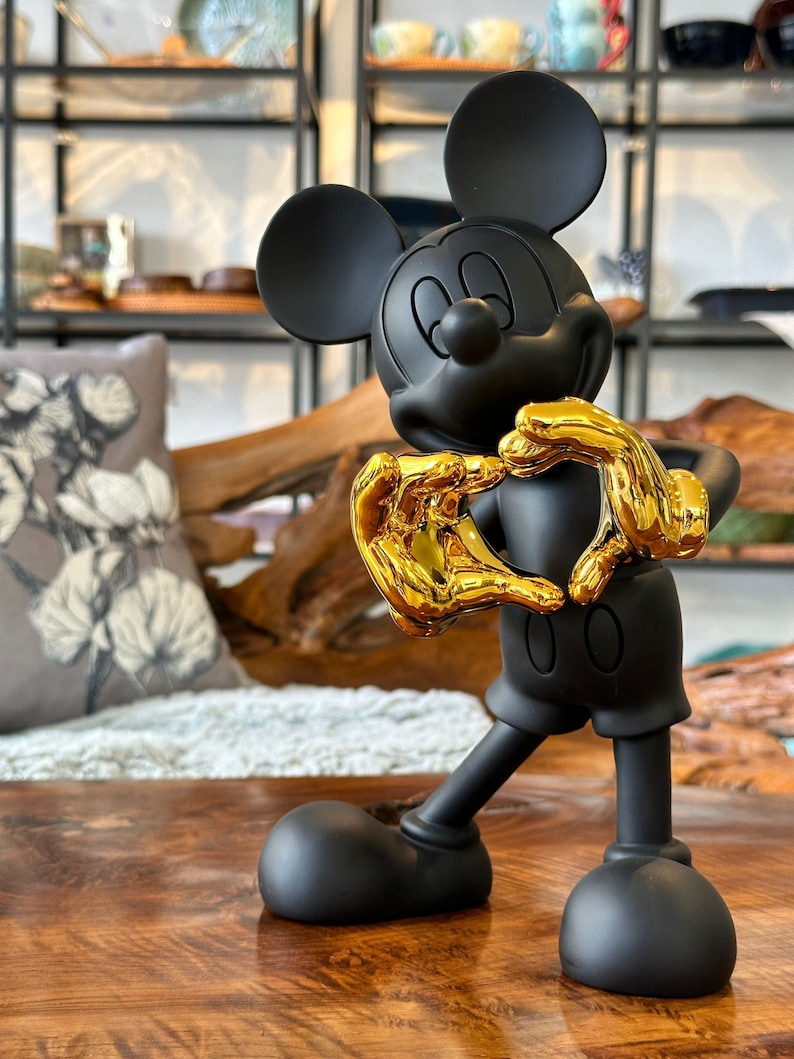 Musse Pigg-staty / Figur i svartvitt / Walt Disney-dekoration / Svart mus / Borddekoration / Presentidé / Design Svart