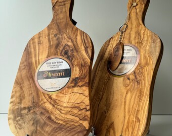 Olive Wood Cutting Board with Handle | Rustic Cheese & Serving Board | Handmade Kitchen Gift