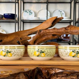 snack bowls / Dip bowls  set with lemons / serving set / handmade from porcelain / table decoration / kitchen decor / gift idea / tableware