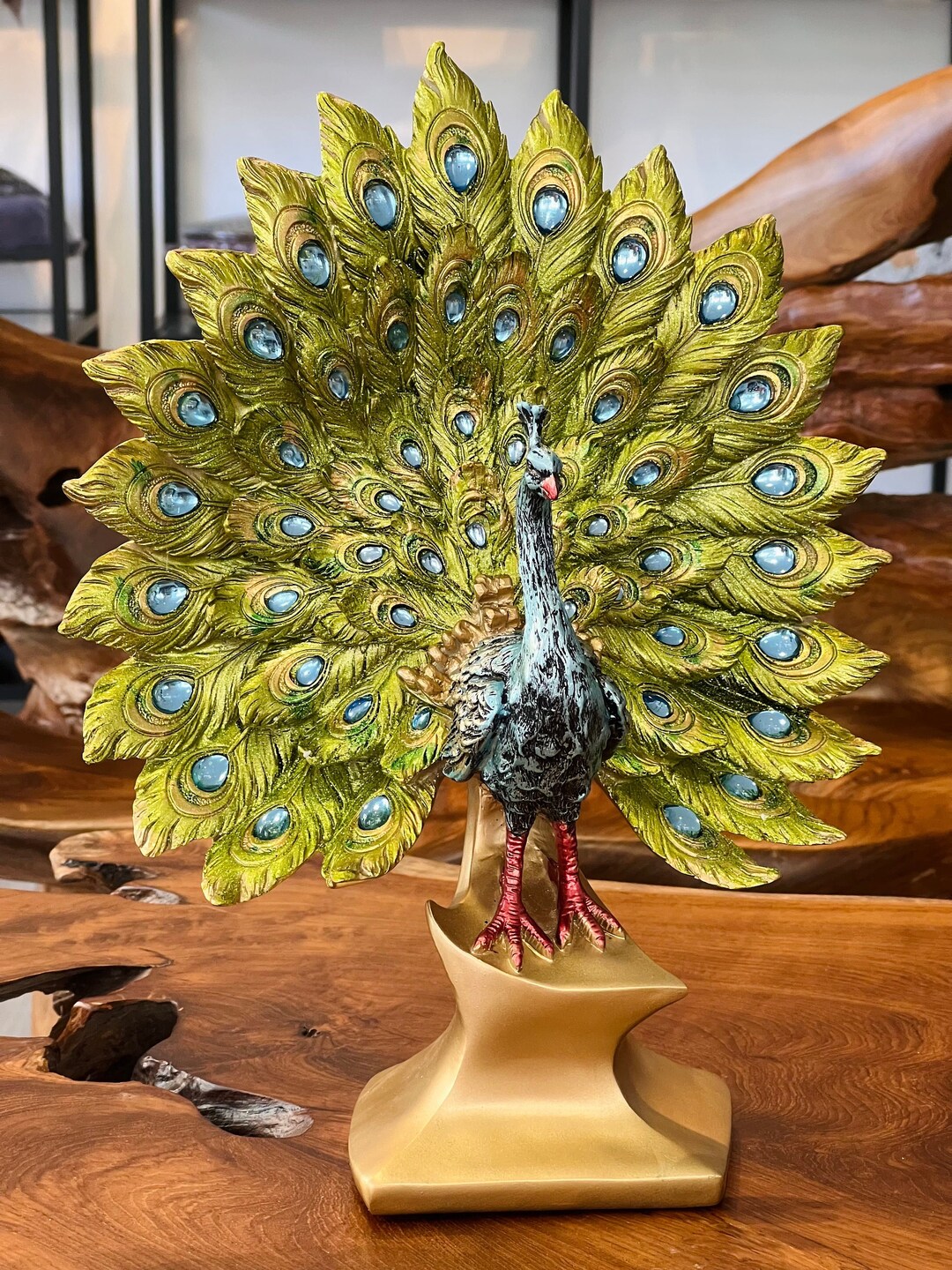 Peacock Figurine / Decorative Statue / Peacocks Statue / Creative