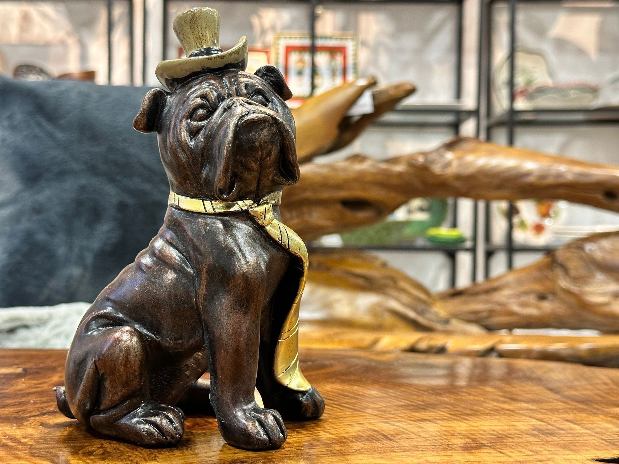 Bronze Skulptur englische Bulldogge Bronze Statue TierFigur Bronze