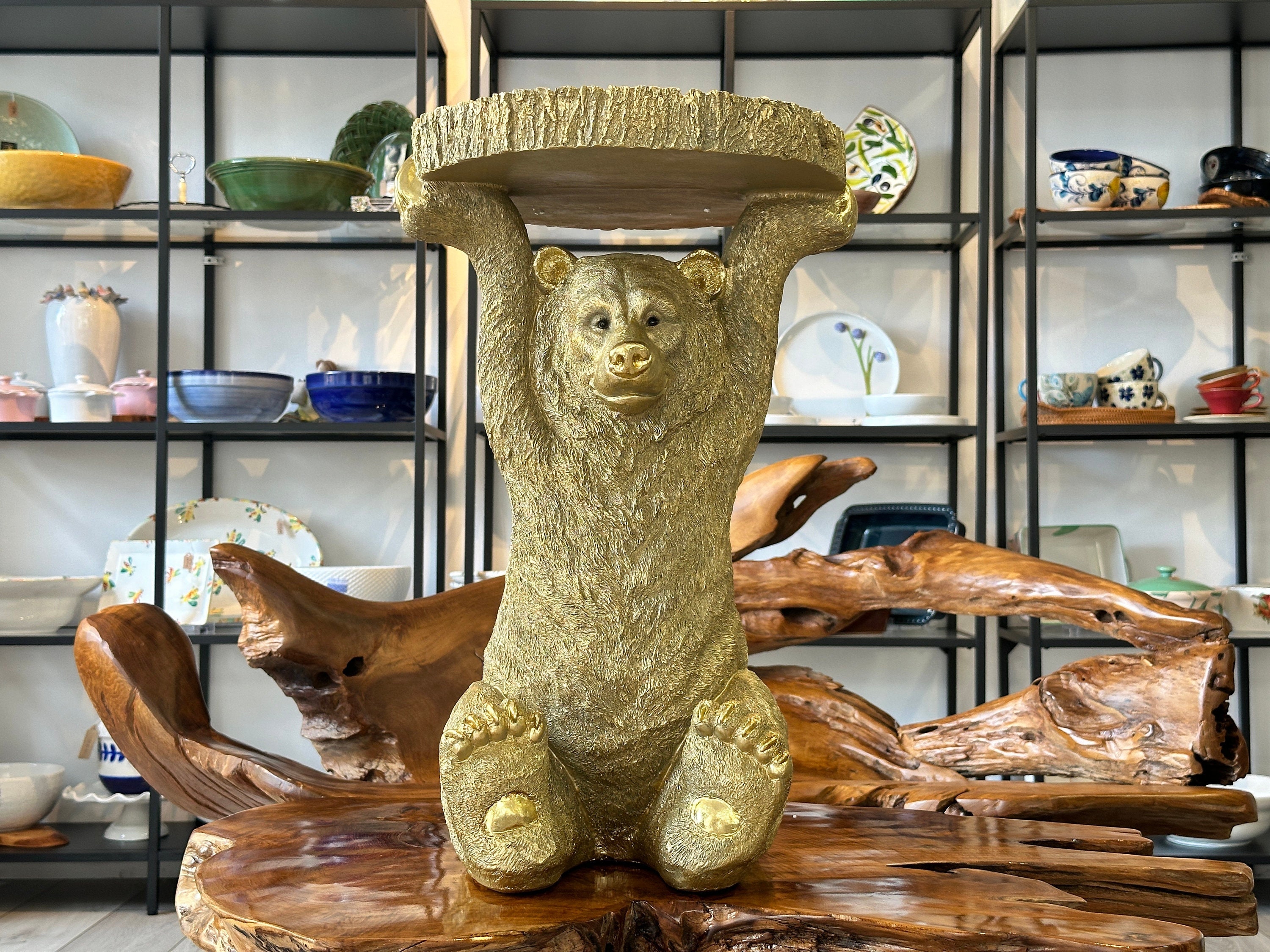 Side Table / Table Golden Bear / Figure Statue / Animal Bear Side Table / Table Golden Bear / Figure Statue / Animal Bear
