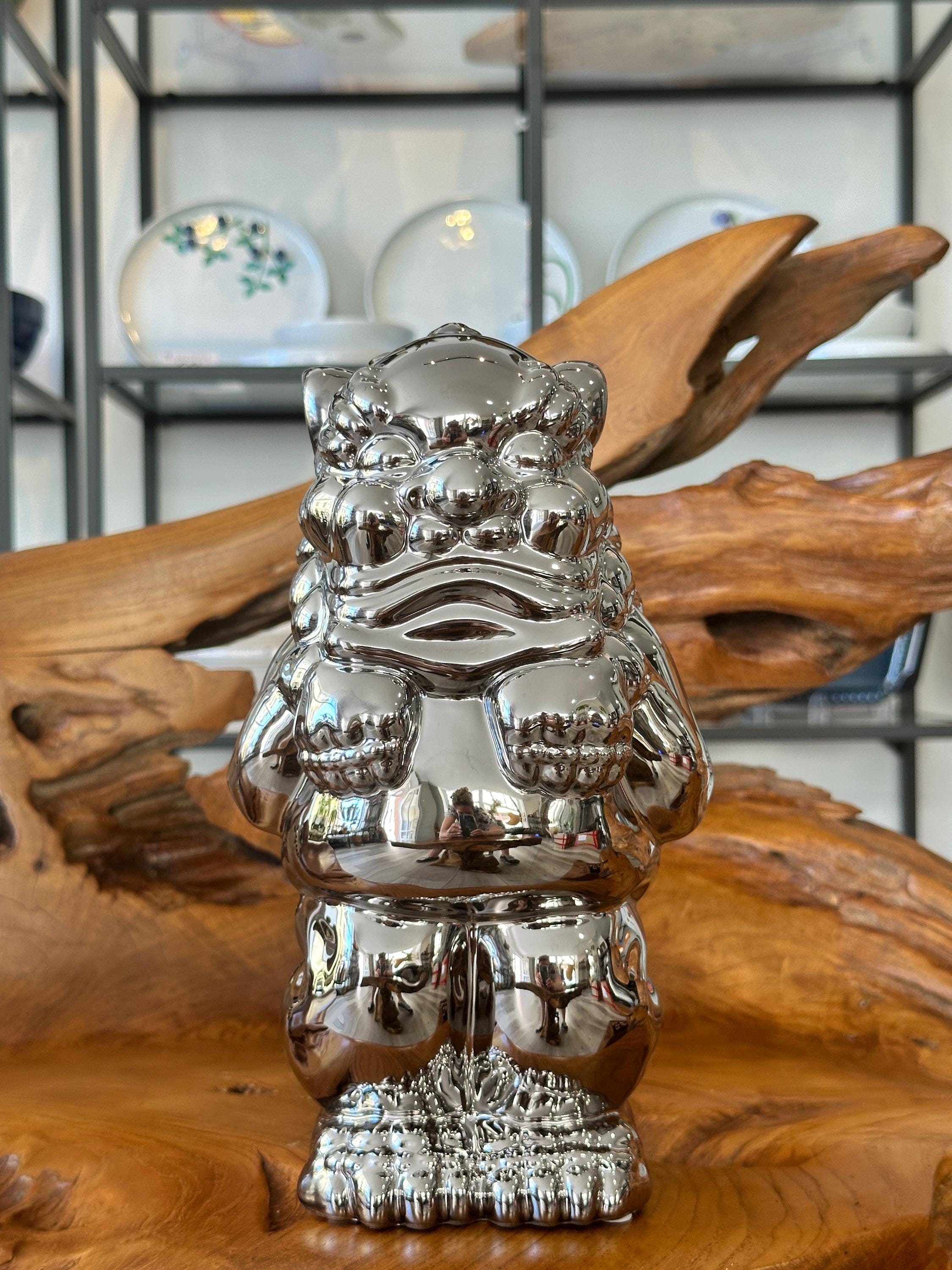 Chinese Lion / Asian Sculpture Silver / Guardian Lion / Decoration