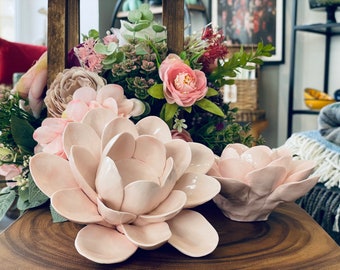 Ceramic Tealight Holder / Candle Holder Ceramic Flower / Handmade / Homedecor / Gift