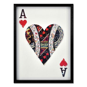 Bild / 3D-Effekt-Bild Herz-Ass / Pik-Dame / Papiercollage / Wandbild / Wanddekoration / Dekoration / Homedecor / Spielkarte / Geschenkidee