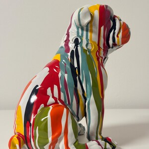Bulldog Skulptur bunt aus Resin, Pop Art Hund Figur, Graffiti Bulldogge, moderne Wohn Deko, Statement Tierfigur, Design Wohnaccessoire Bild 7