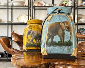 Basket / Elephant / Storage Basket Made of Bamboo / Can / Exotic