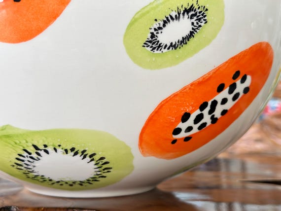 Bowl / Fruit Bowl With Fruit Pattern / Ceramic Bowl / Table