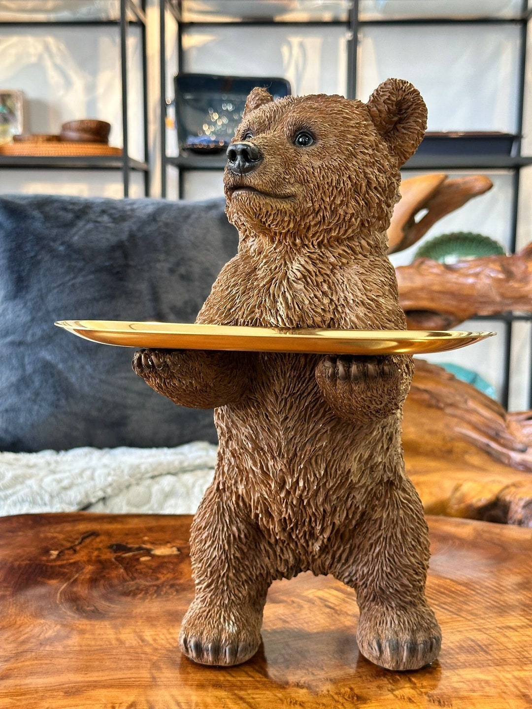 Statue Bear / Figure Bear With Tray / Animal Figure / Table