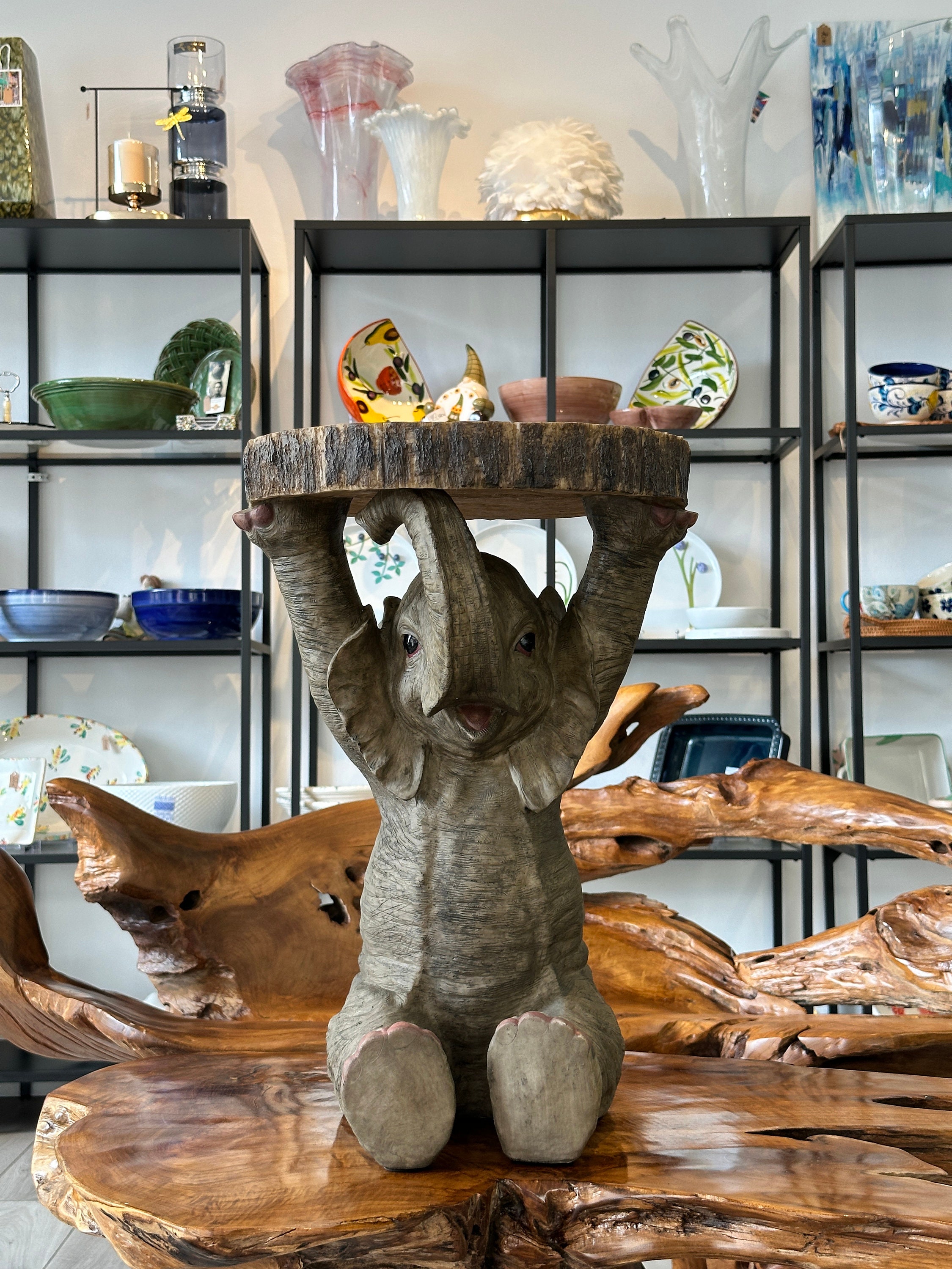DOVDOV Statua Elefante Blu Portafortuna - Coppia Decorativa In Resina Per Casa E Ufficio - Altezza 22,9 Cm