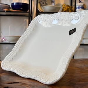 Cake plate / cake plate with foot / white cake stand / handmade from Italy / dessert stand / table decoration / kitchen decor