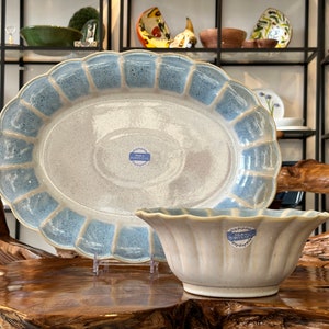 Plate / Bowl / Salad bowl / Blue ceramic tableware / Handmade in Portugal / Table decoration / Serving / Gift idea