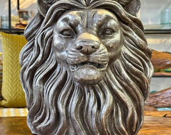 Flowerpot / Planter Lion Head / Plant Pot Lion Silver / Animal Decoration / Home Decor / Handmade from Plaster / Gift Idea / Plants