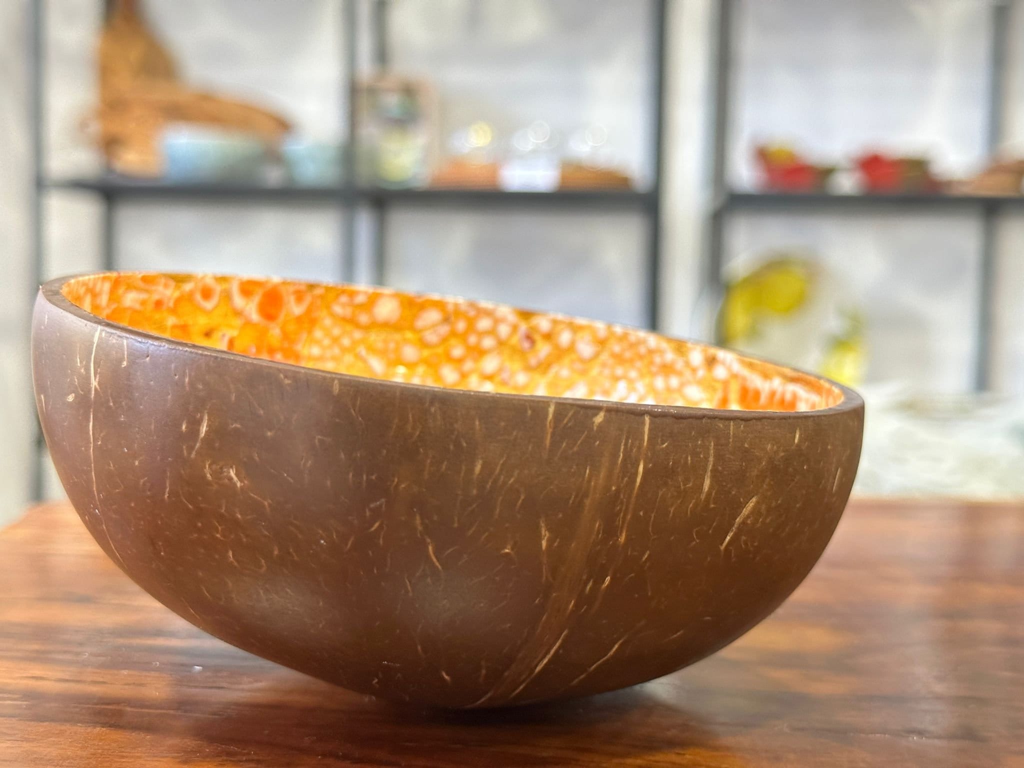 Bol Décoratif En Coque De Noix De Coco Fait Main - Pour Fruits, Collations Ou Bougie, Style Naturel Et Ethnique