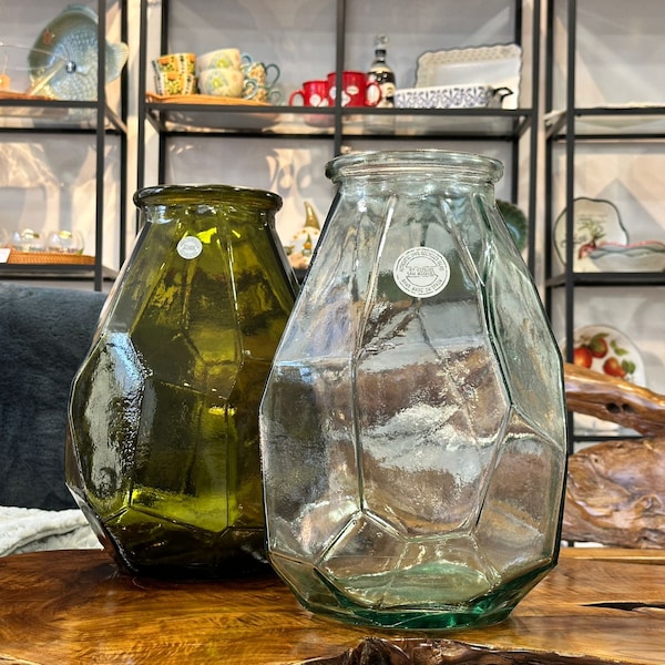 Vase / Große Blumenvase aus recyceltem Glas / Handarbeit aus Spanien / Massive Vase / Tischdekoration / Homedecor / Dekoration / Geschenk