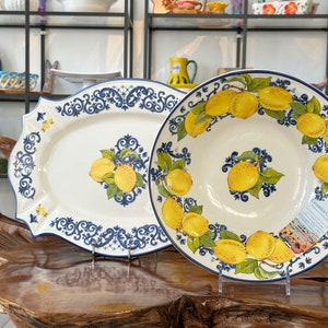 Schale / Schüssel / Italienisches Keramikgeschirr / Salatschüssel / Platte mit Zitronenmuster / Handarbeit aus Italia / Dekor / Geschenk Bild 1