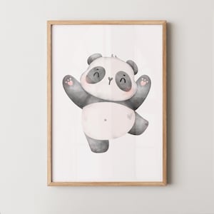 Póster Panda Bebé Tierno | Lámina Animal Blanco y Negro | Decoración Infantil Digital Descargable