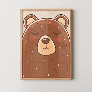 Póster Osito Bebé Minimalista | Lámina Animal Infantil Digital | Decoración Natural para Habitación de Bebé
