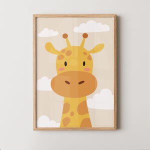 Póster Jirafa Bebé Tierna | Lámina Digital Animales para Bebés | Decoración Infantil Minimalista Descargable