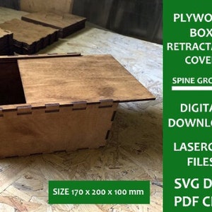 Plywood box with a retractable lid. The material is 4 mm. Download digital file SVG DXF PDF For Lasercut