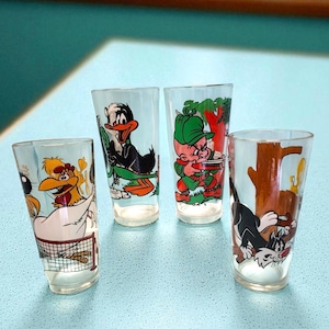 70s Collector Cartoon Glasses, Pepsi Collectibles, 2 characters each glass
