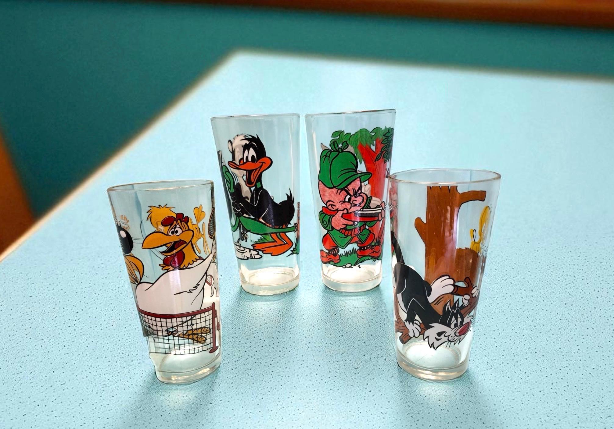 70s Collector Cartoon Glasses, Pepsi Collectibles, 2 characters each glass