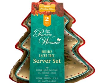 Pioneer Woman Christmas Tree Nesting Dish Set Of 2. New In Package.