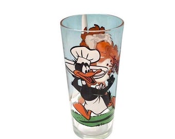 70s Collector Cartoon Glass, Pepsi Collectibles, 2 characters-Tasmanian Devil (Taz) and Daffy Duck