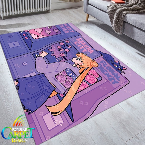 Personalized Pink Sailor Moon Rug Anime Rug Anime Rug Etsy