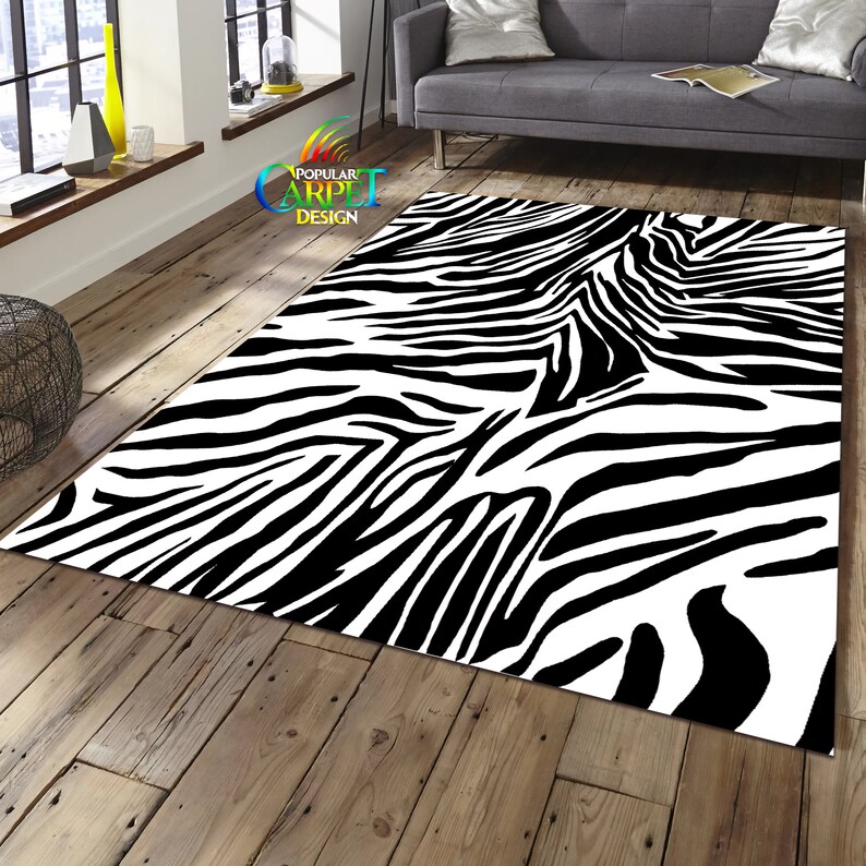 Zebra Area Rug 504 Rectangular Zebra Rug Animal Print Rug Etsy