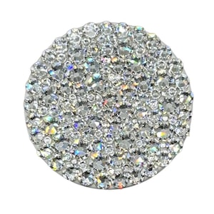 Alpha Bling White Pop Up Phone Grip/Phone Stand made with Multi Sized Clear Swarovski Crystals